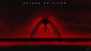 Attack on Titan Founding Titan Rumbling Scene with Titanfolk Silhouettes HD wallpaper
