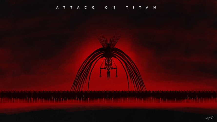 Attack on Titan Founding Titan Rumbling Scene with Titanfolk Silhouettes HD wallpaper