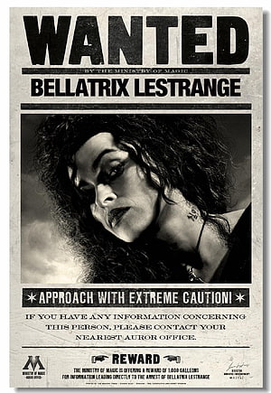 Harry Potter Bellatrix Lestrange Ministry of Magic Wanted Poster HD phone wallpaper