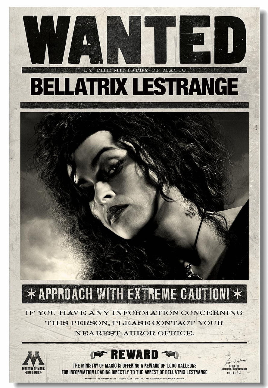 Harry Potter Bellatrix Lestrange Ministry of Magic Wanted Poster HD phone wallpaper