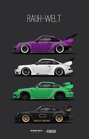 Rauh-Welt Begriff Petrolified Porsche 964 Widebody Illustration Series HD phone wallpaper