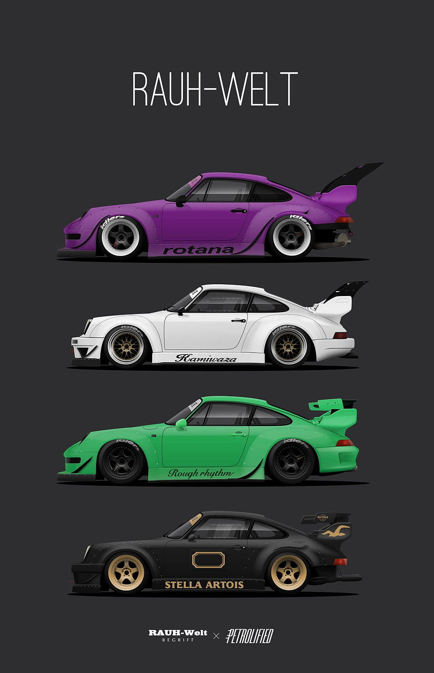 Rauh-Welt Begriff Petrolified Porsche 964 Widebody Illustration Series HD phone wallpaper