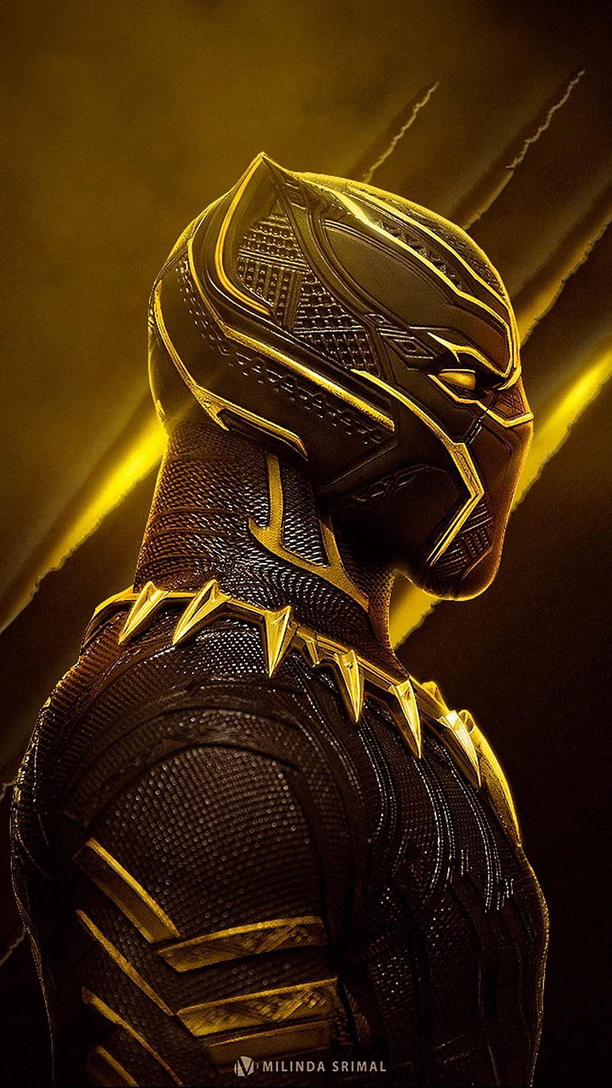 Black Panther Golden Jaguar Armor Concept Art by Milinda Srimal HD phone wallpaper