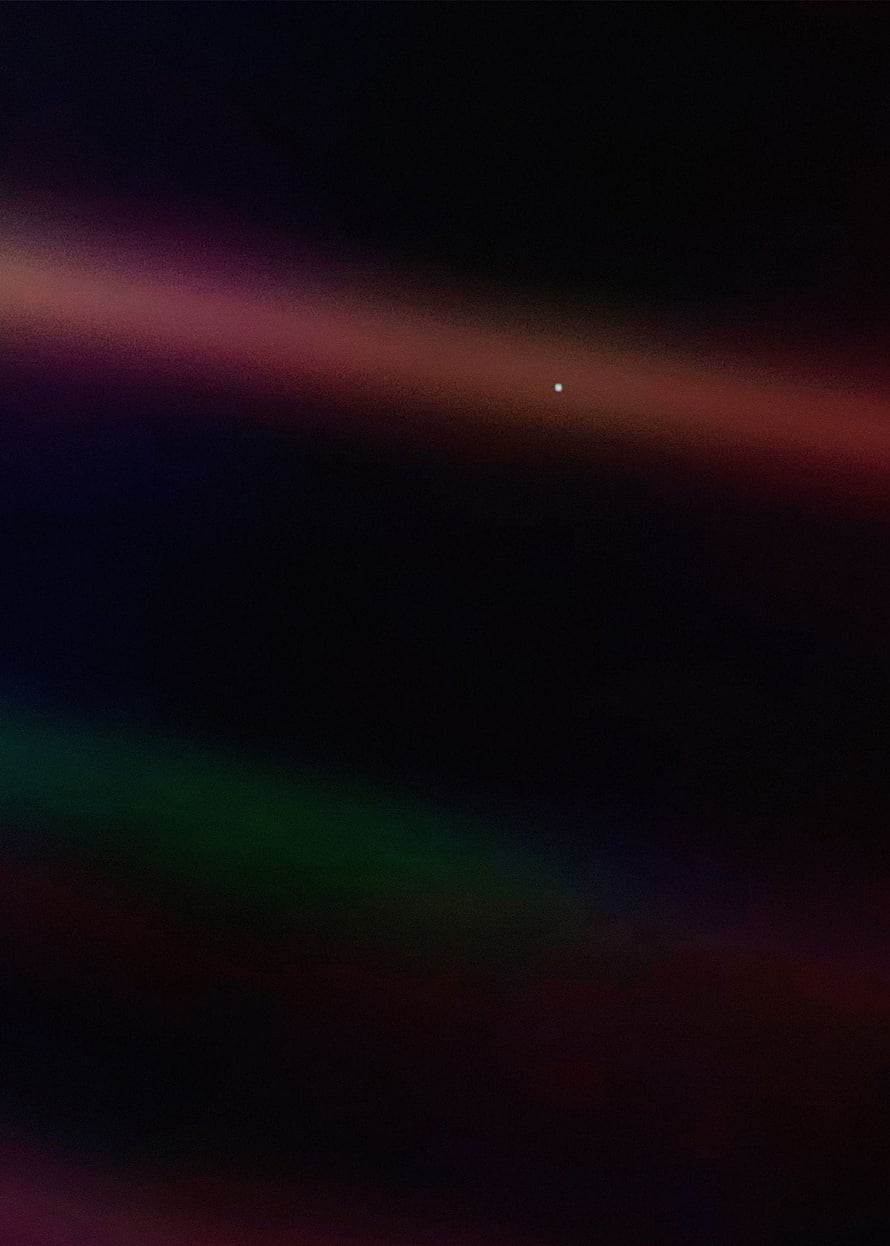 Pale Blue Dot Voyager 1 Space Photography with Synthwave Aurora Glow HD phone wallpaper