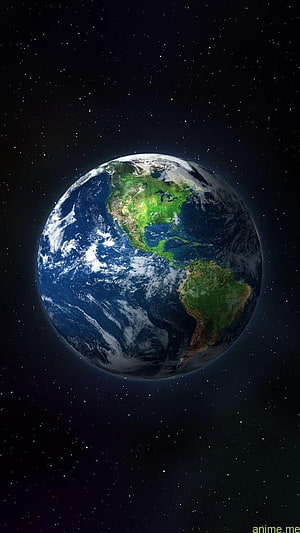 Planet Earth Viewed From Space With North and South America Visible Against a Starry Sky HD phone wallpaper