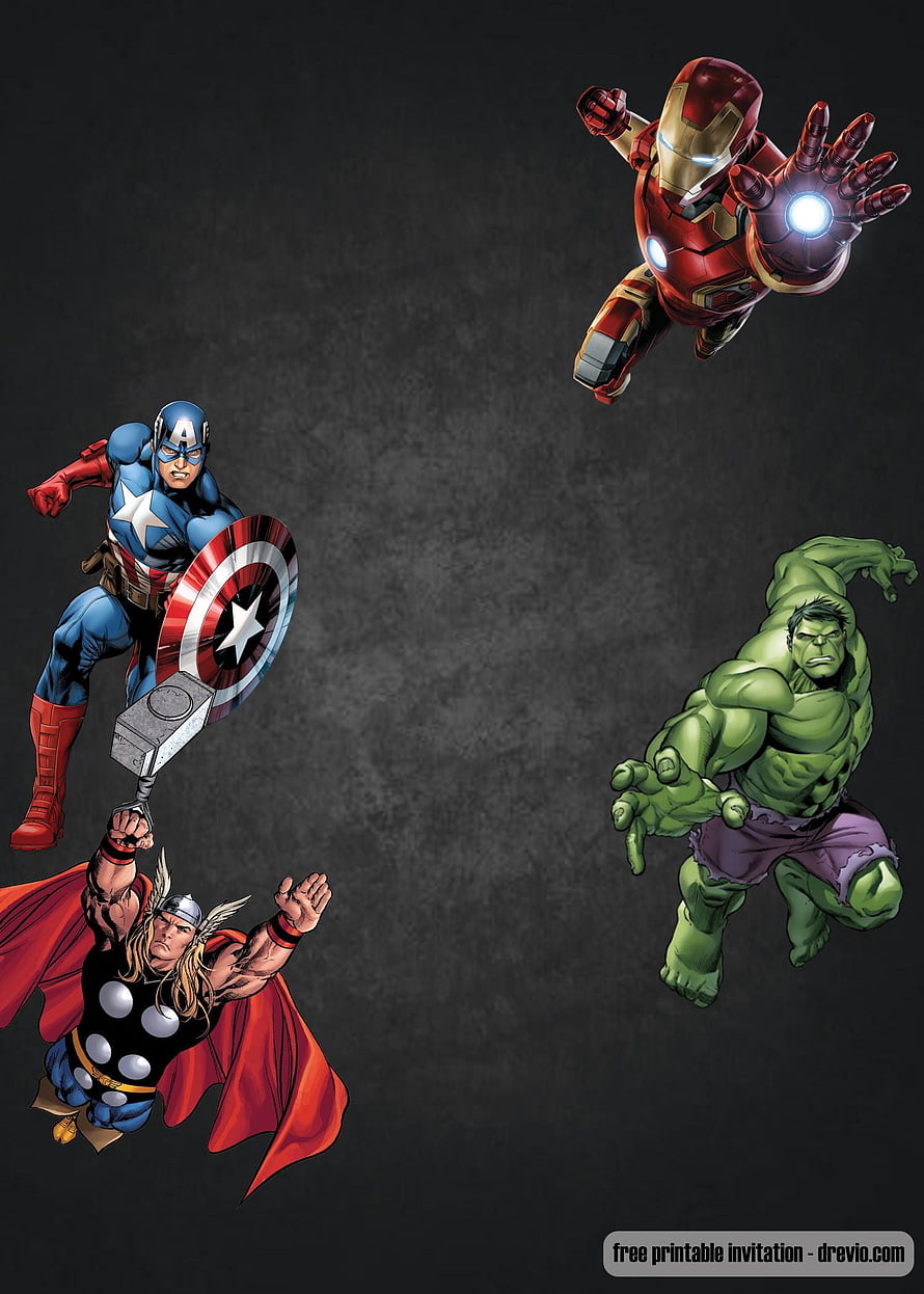 Avengers Team Action Art Featuring Iron Man, Captain America, Thor, and Hulk HD phone wallpaper