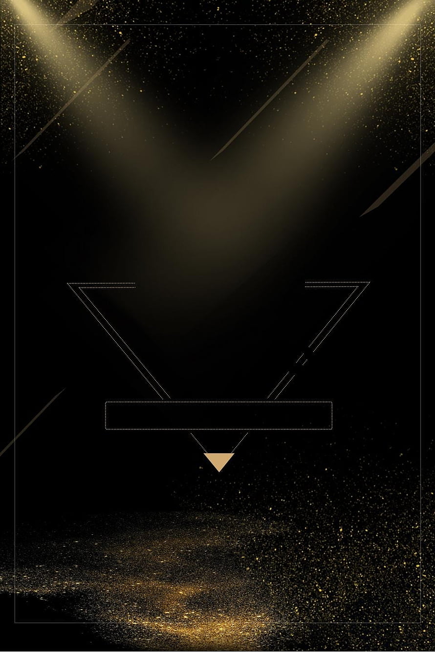 Black and Gold Minimalist Geometric Design with Dramatic Spotlight Beams and Sparkling Dust Particles HD phone wallpaper