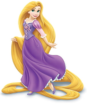 Rapunzel from Disney's Tangled in her purple dress with flowing golden hair HD phone wallpaper