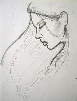 Expressive Pencil Sketch of a Woman in Profile with Flowing Hair, easy drawings of little girl, easy pencil drawings HD phone wallpaper