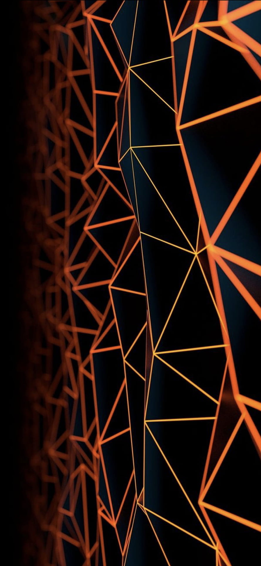 Abstract Geometric Orange Wireframe Network on Dark Background HD phone wallpaper