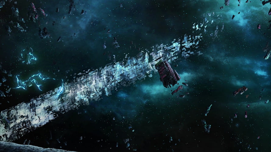 Mobile Suit Gundam Thunderbolt: December Sky Space Station Ruins HD wallpaper
