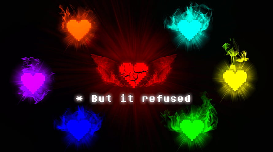 Undertale Pixel Hearts with Wings and Glowing Smoke on Black Background HD wallpaper