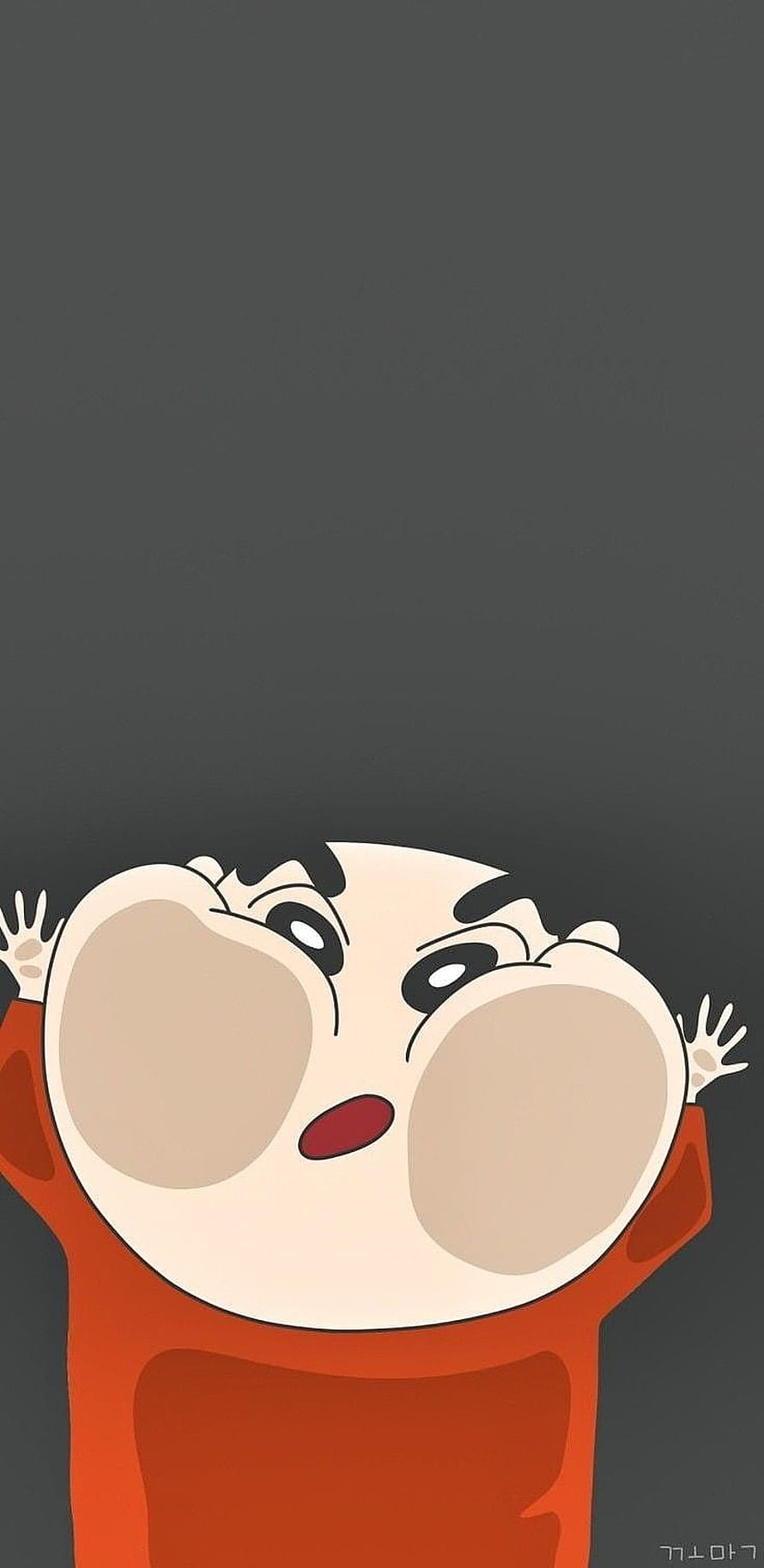 Crayon Shin-chan Puffed Cheeks Cartoon on Dark Grey Background HD phone wallpaper