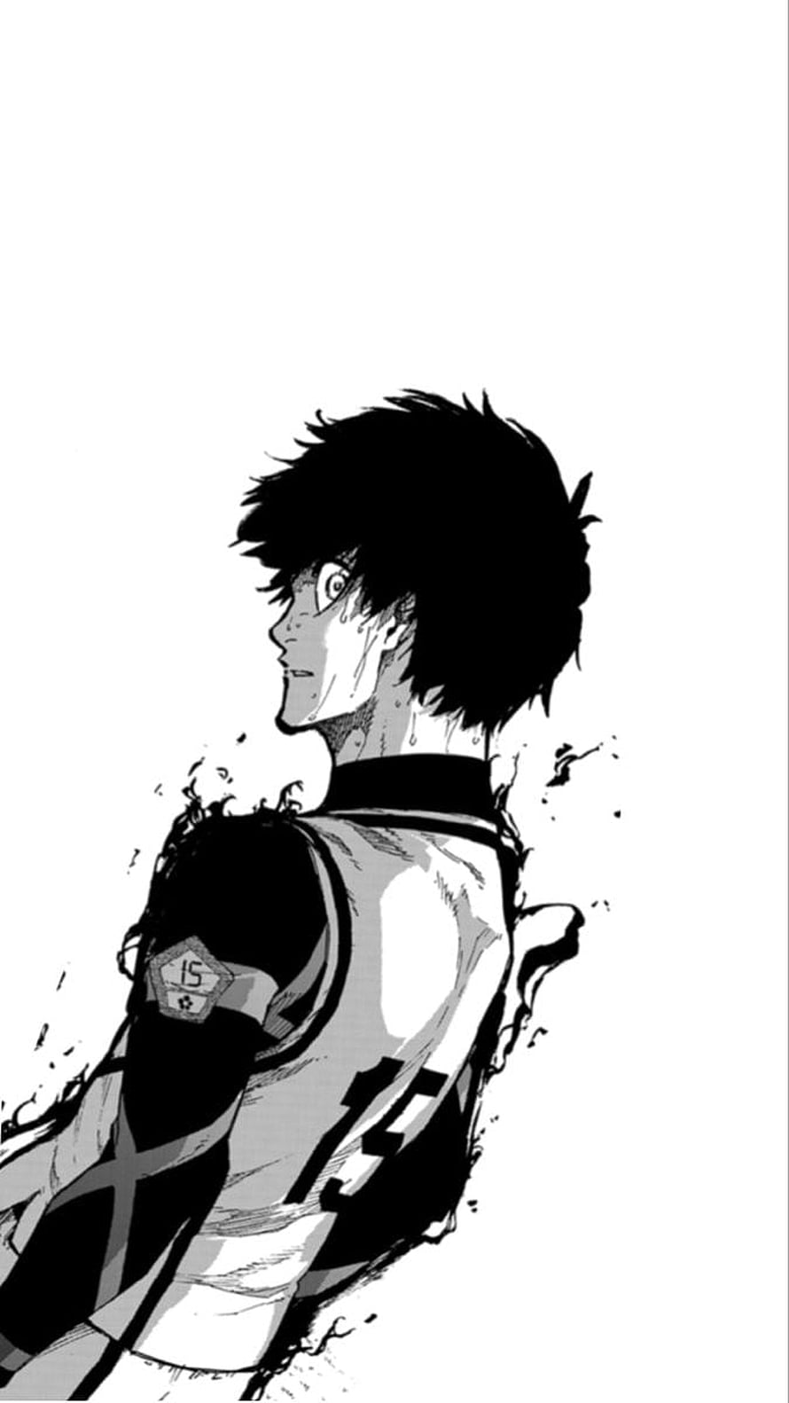 Isagi from Blue Lock in Black and White Manga Style HD phone wallpaper