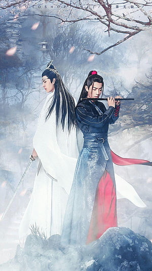 The Untamed Wuxia Fantasy Art with Two Warriors in Traditional Chinese Attire HD phone wallpaper