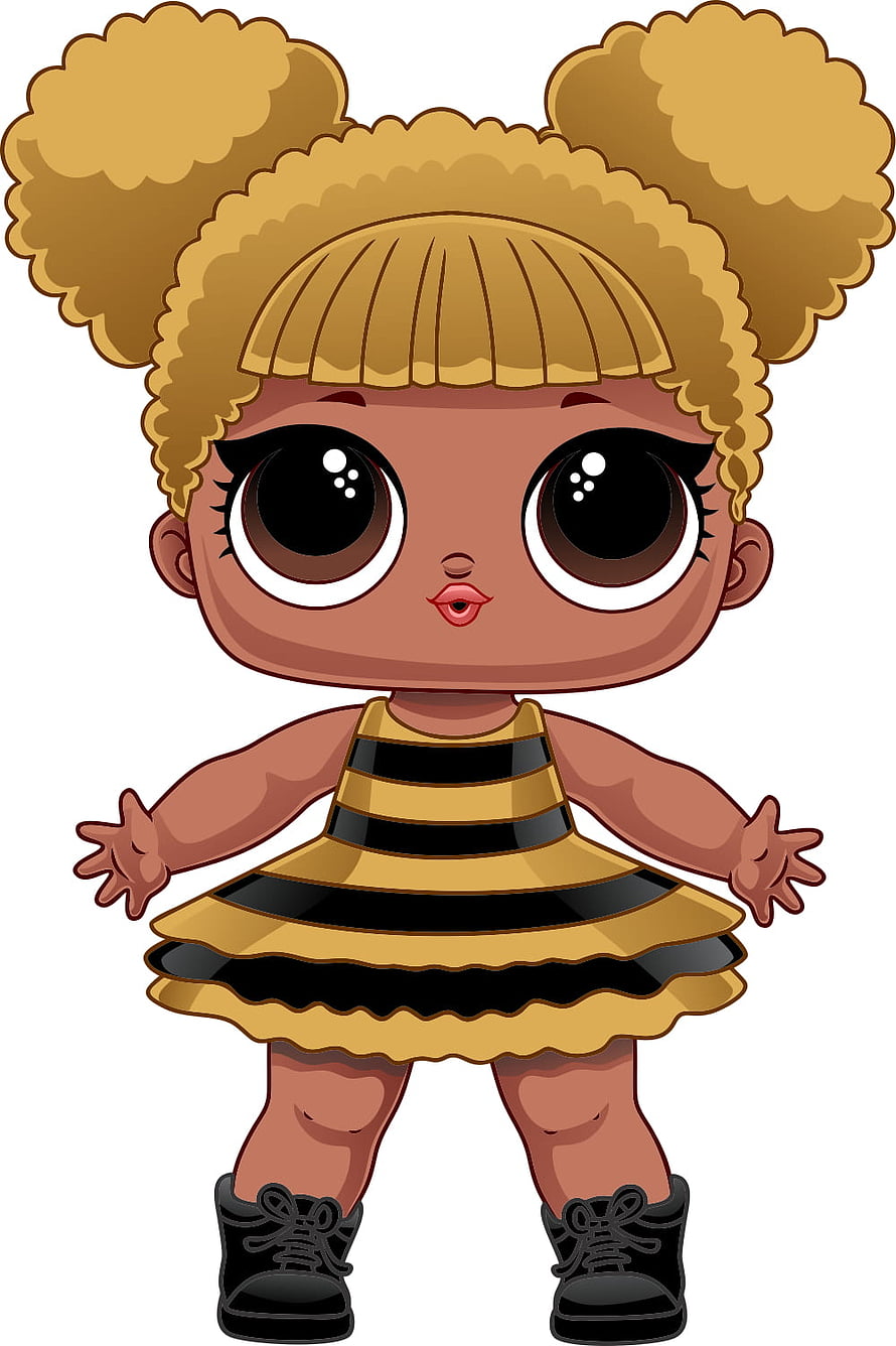 Queen Bee LOL Surprise Doll Vector Illustration with Striped Dress and Pigtails HD phone wallpaper