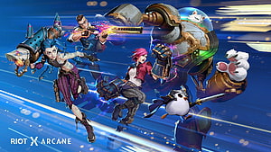 Riot X Arcane Crossover Event Artwork Featuring League of Legends Champions HD wallpaper