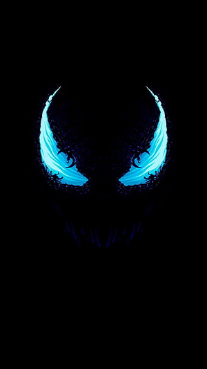 Venom Glowing Blue Eyes Dark AMOLED Style Wallpaper HD phone wallpaper