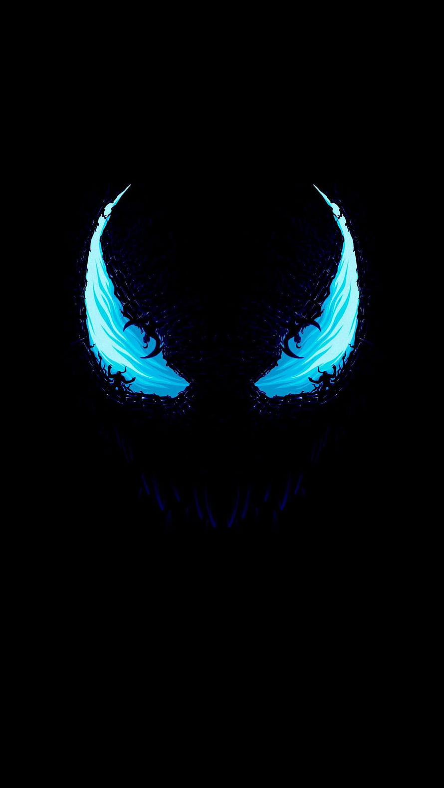 Venom Glowing Blue Eyes Dark AMOLED Style Wallpaper HD phone wallpaper