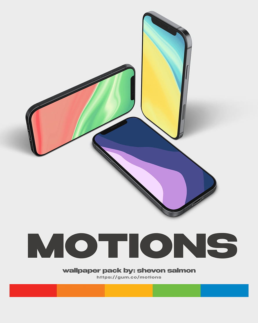 Motions Wallpaper Pack by Shevon Salmon Featuring Three Smartphones with Vibrant Abstract Screens HD phone wallpaper