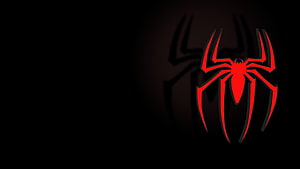 Red Spider-Man Logo on Black Background Minimalist Dark Wallpaper HD wallpaper