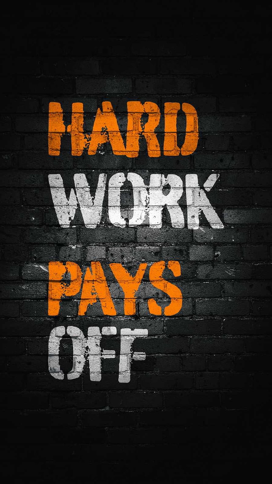 Motivational Hard Work Pays Off Quote on Dark Brick Wall HD phone wallpaper