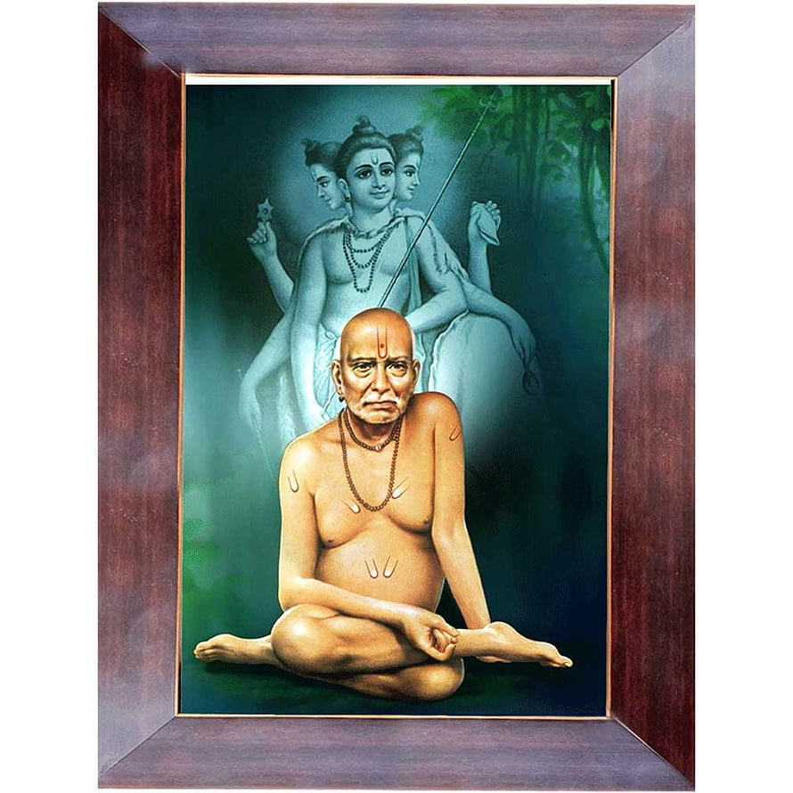 Swami Samarth in Meditation with Divine Apparition Behind Him HD phone wallpaper