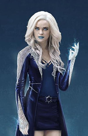 Killer Frost Caitlin Snow in Dark Blue Costume with Glowing Ice Effect HD phone wallpaper