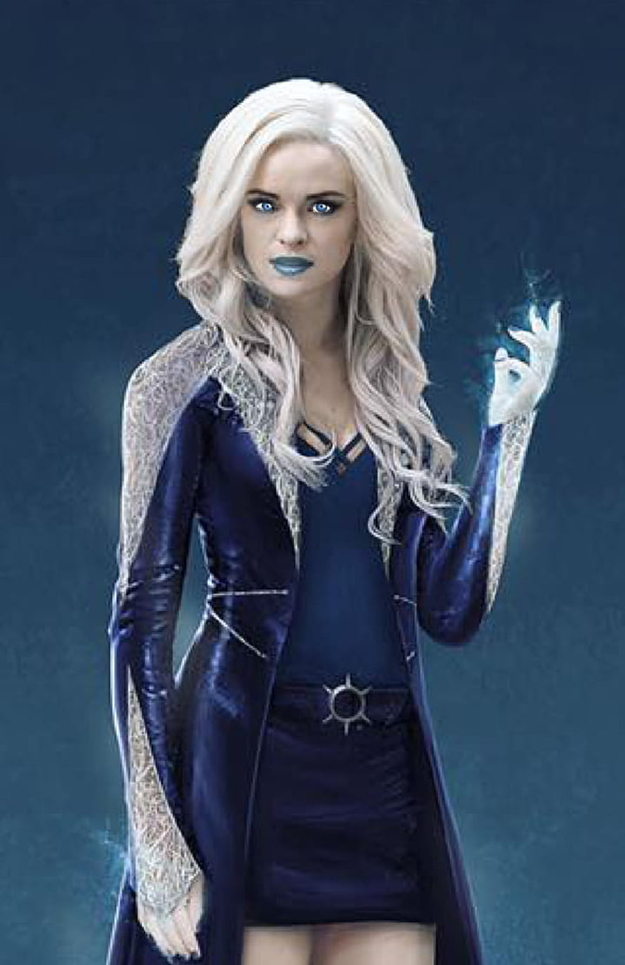 Killer Frost Caitlin Snow in Dark Blue Costume with Glowing Ice Effect HD phone wallpaper