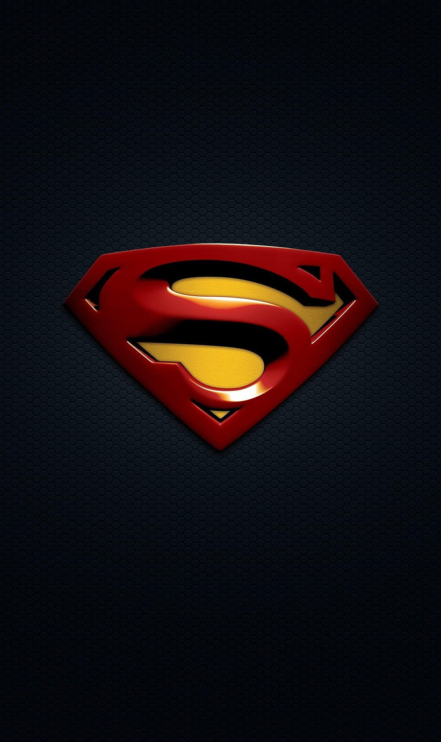Superman S-Shield Emblem on Dark Hexagonal Texture Background HD phone wallpaper