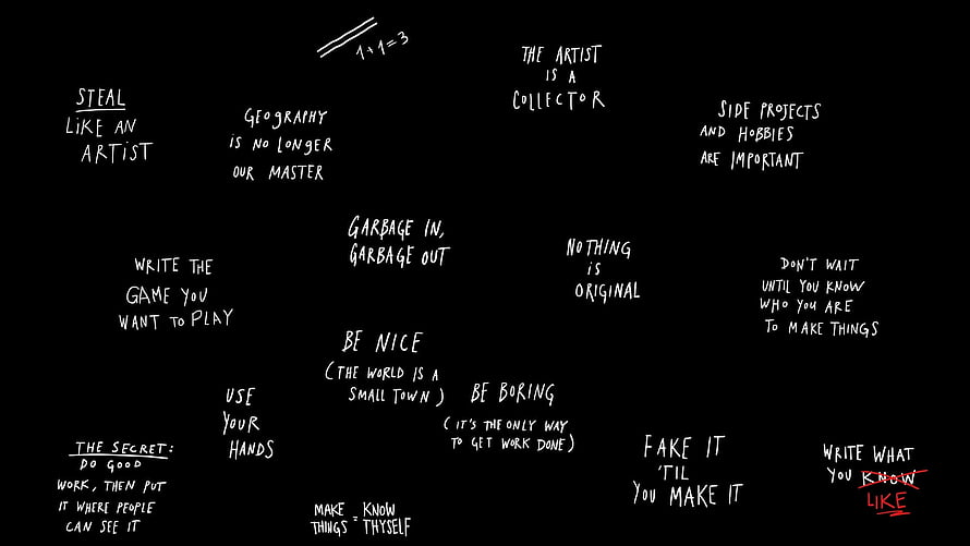 Handwritten Creative Advice and Developer Quotes on Black Background HD wallpaper