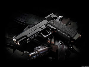 Beretta 92FS M9 Pistol with Tactical Flashlight and Ammunition on Dark Background HD wallpaper