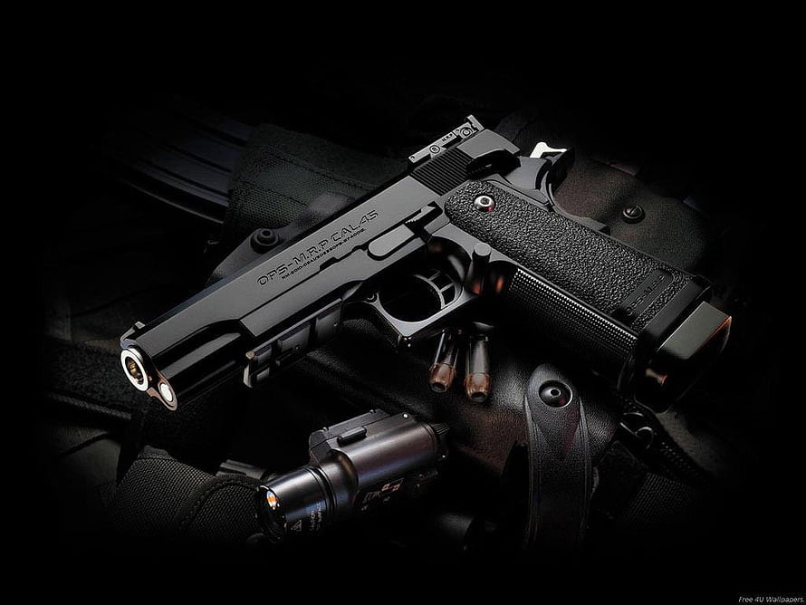 Beretta 92FS M9 Pistol with Tactical Flashlight and Ammunition on Dark Background HD wallpaper