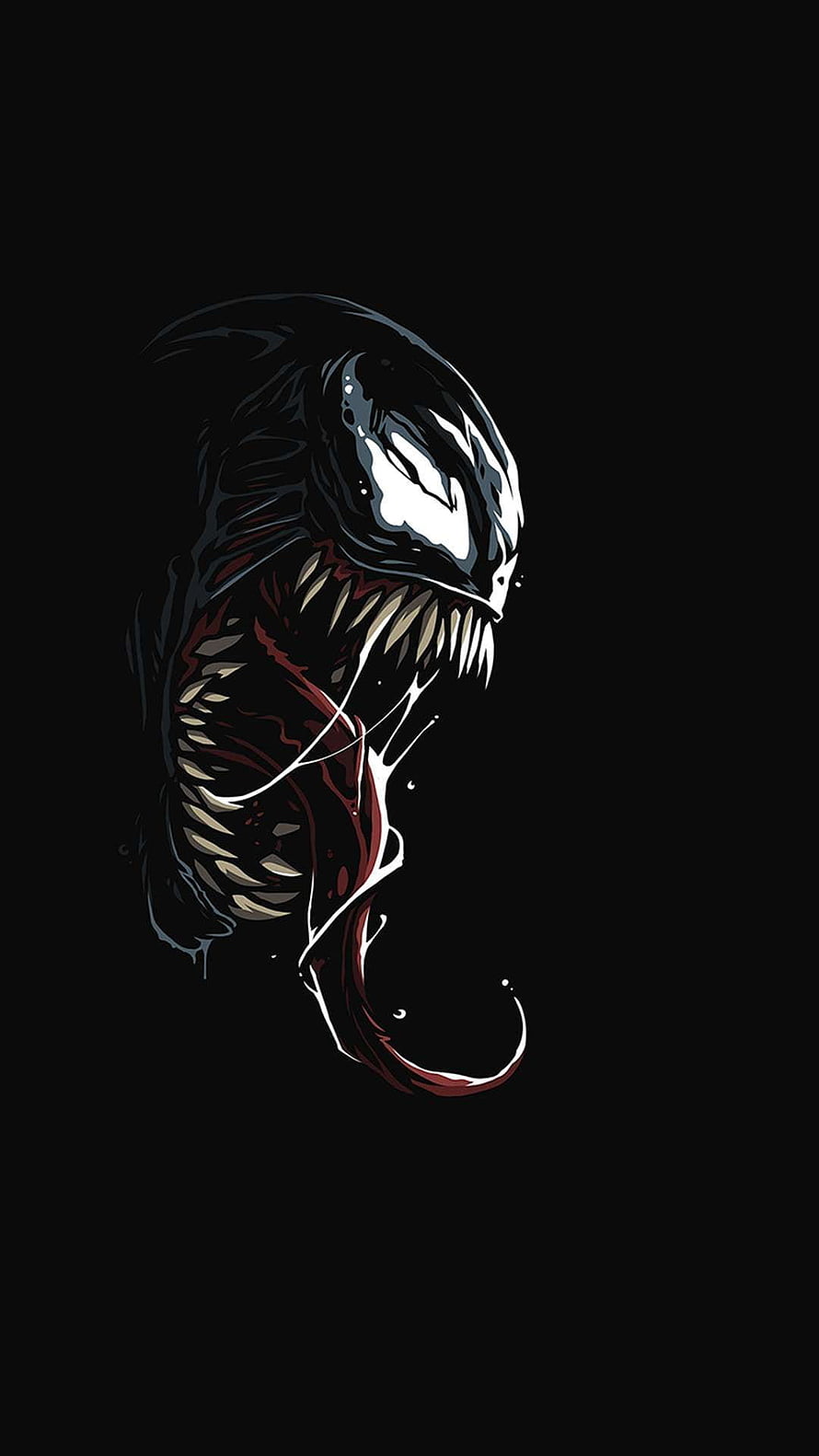 Venom Symbiote Portrait with Jagged Teeth and Long Tongue on Black Background HD phone wallpaper