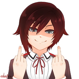Anime Girl With Brown Hair Giving Double Middle Finger Gesture HD phone wallpaper