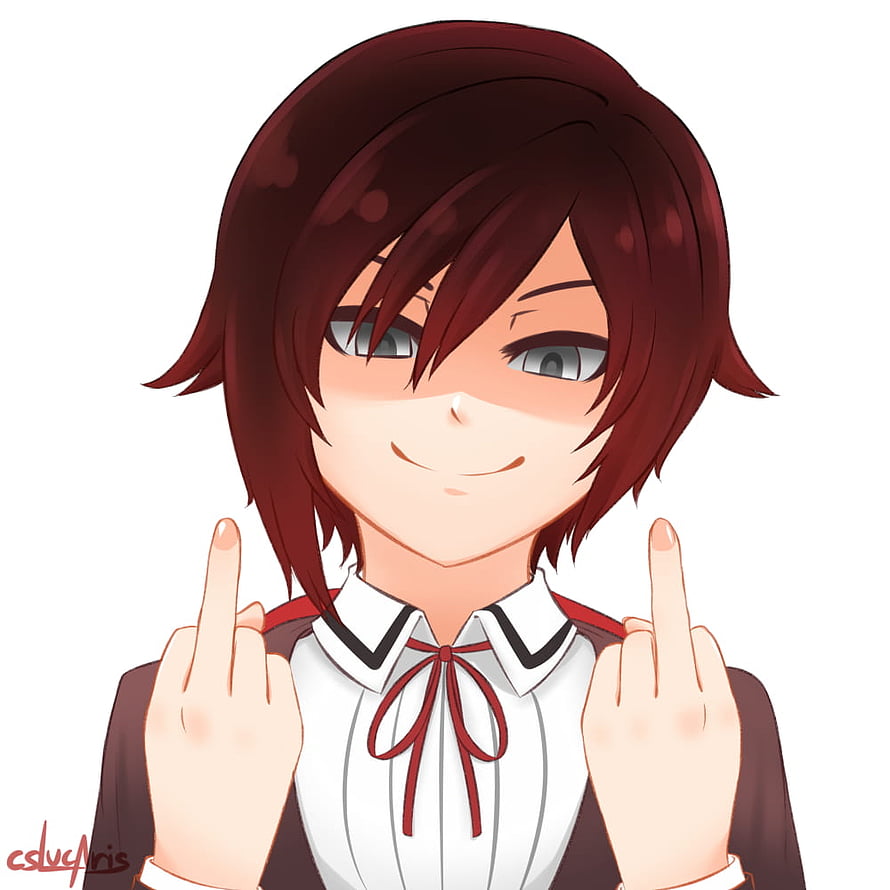 Anime Girl With Brown Hair Giving Double Middle Finger Gesture HD phone wallpaper