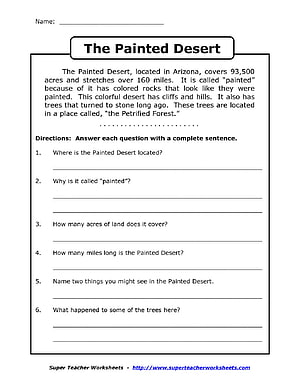 The Painted Desert Reading Comprehension Worksheet for Elementary Students HD phone wallpaper