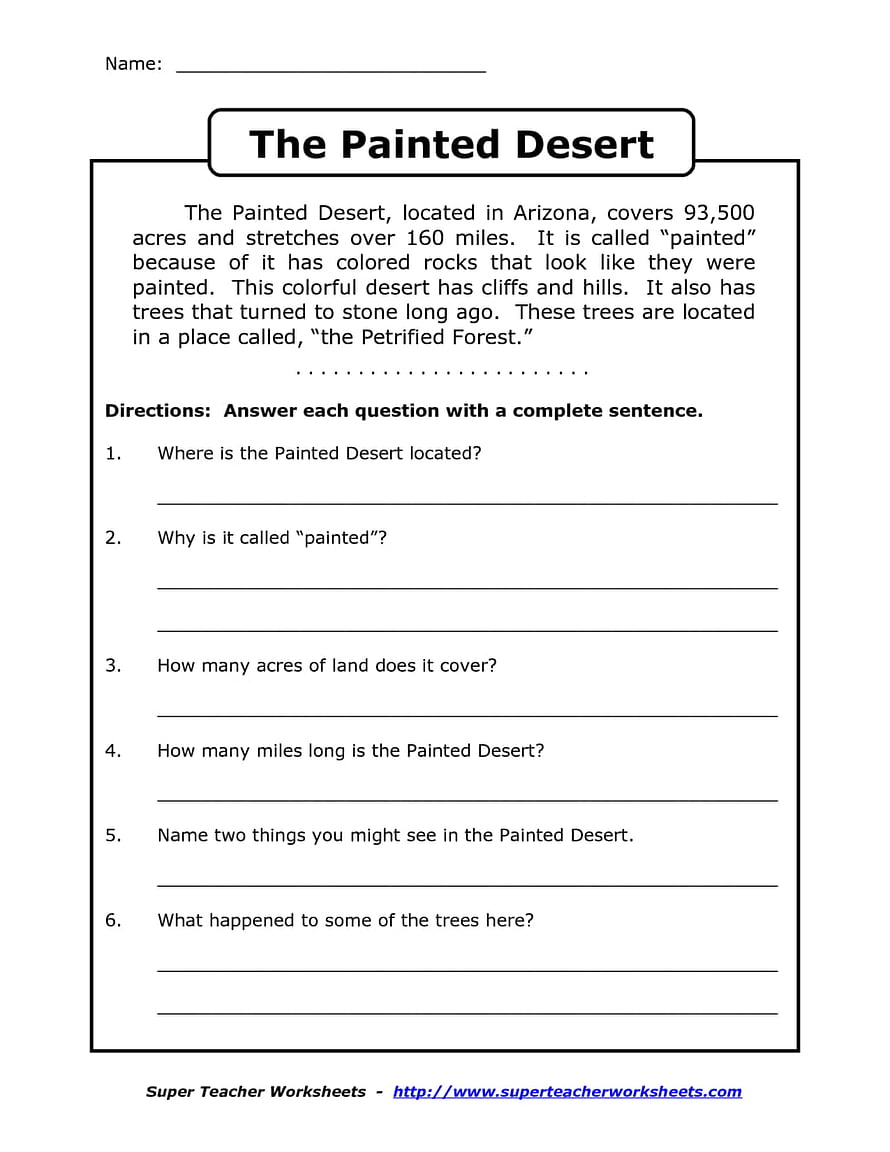The Painted Desert Reading Comprehension Worksheet for Elementary Students HD phone wallpaper