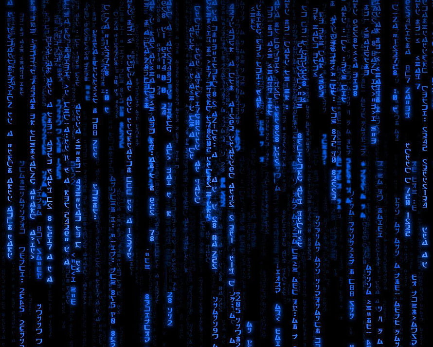 The Matrix Digital Rain Code Rain Blue Glitch Abstract Background HD wallpaper