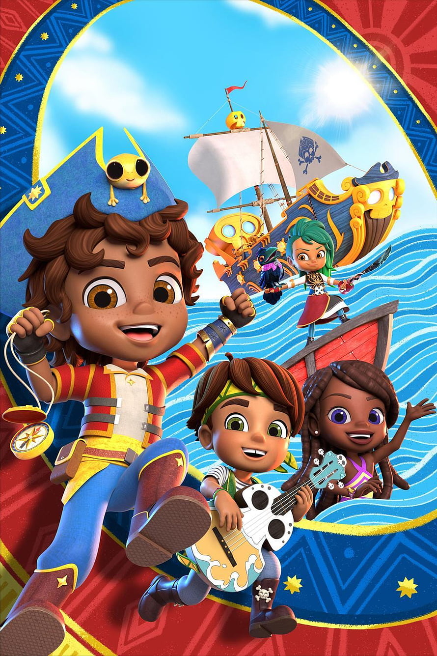 Santiago of the Seas Animated Pirate Adventure with Crew and Ship on the Ocean HD phone wallpaper