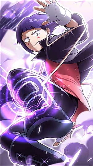 Kyoka Jiro Dynamic Action Pose with Purple Energy Effects HD phone wallpaper