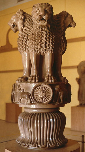 Three-Headed Lion Capital of Ashoka from Sarnath in Mauryan Art HD phone wallpaper