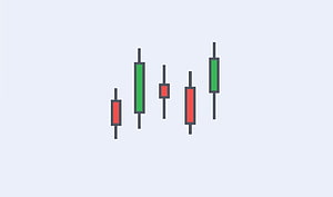 Minimalist Japanese Candlestick Chart Illustration With Red And Green Bars HD wallpaper
