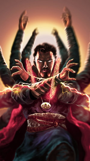 Doctor Strange Channeling Arcane Magic with Glowing Eyes and Mystical Energy HD phone wallpaper