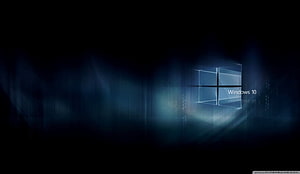 Windows 10 Dark Blue Abstract Desktop Background with Glowing Logo HD wallpaper