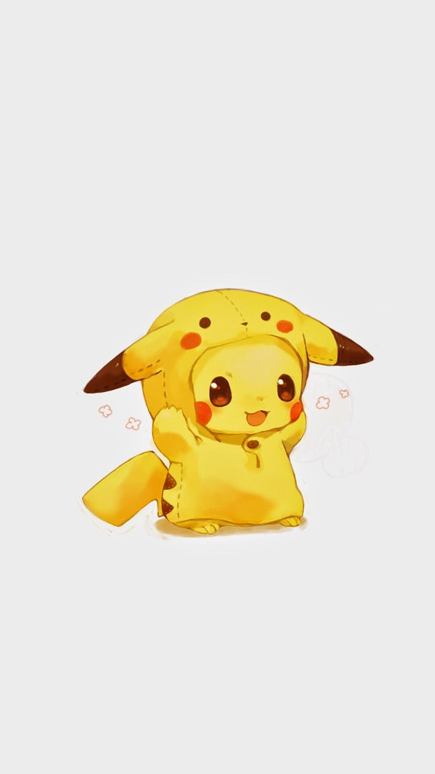 Cute Pikachu in a Cozy Hooded Costume with Soft Watercolor Illustration Style HD phone wallpaper