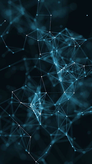 Abstract Digital Network of Glowing Blue Nodes and Connecting Lines on Dark Background HD phone wallpaper