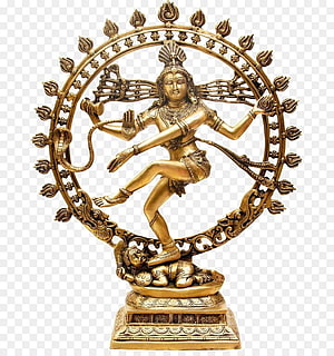 Golden Nataraja Dance of Creation Statue with Fire Ring and Serpent HD phone wallpaper