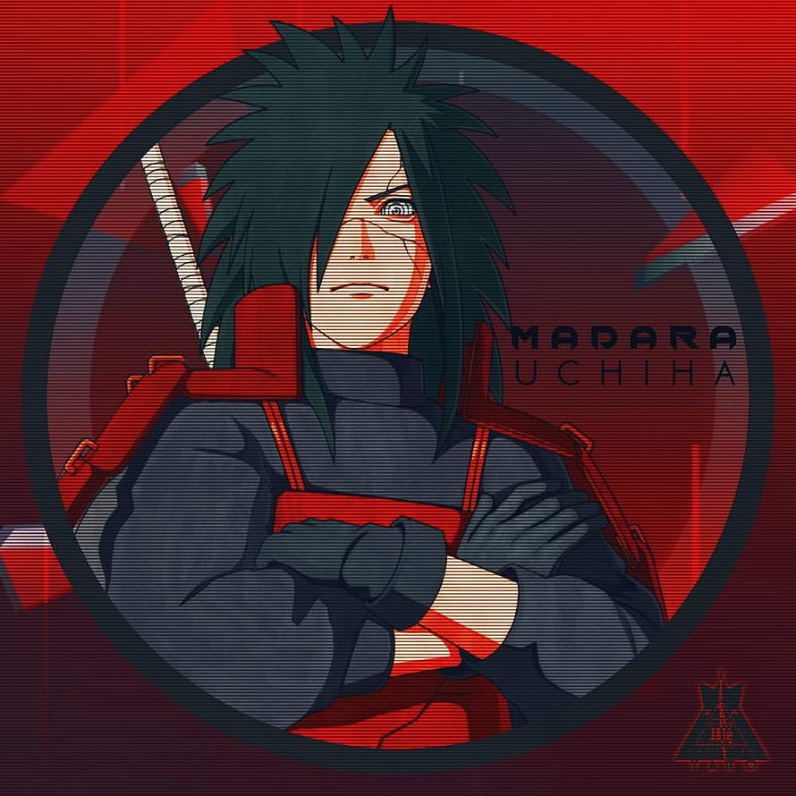 Madara Uchiha Anime Character Portrait with Red and Black Palette HD phone wallpaper
