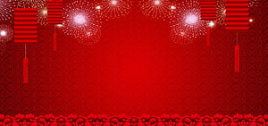 Chinese New Year Celebration Banner With Fireworks, Lanterns, and Traditional Red Patterns HD wallpaper